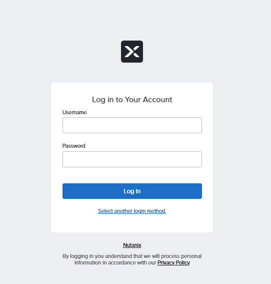 Kommander dashboard login page with username and password fields