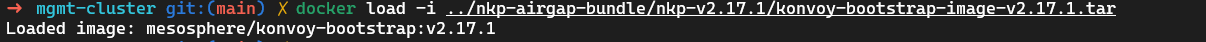 Terminal showing docker load of the NKP bootstrap image